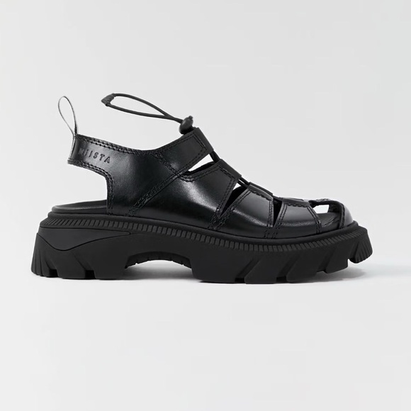 Miista Shoes - New Miista E8 Eunice Black Leather Platform Sandals Shoes Size US 7.5 / EU 38